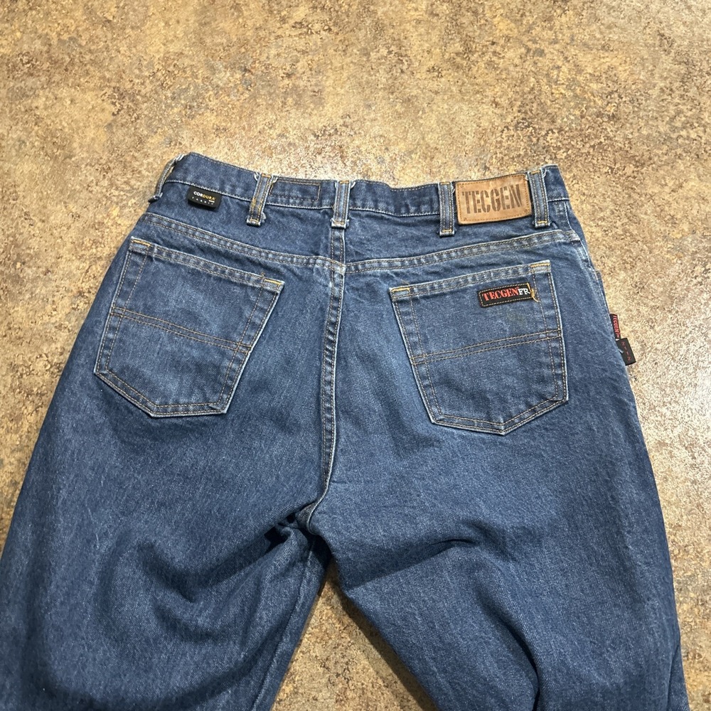 TECGEN FR Jeans Mens 32x32 Blue Solid CAT 2 2112 Flame Resistant Workwear - Picture 6 of 9